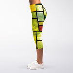 Square Stained Glass Mosaic Print Women's Capri Leggings