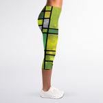 Square Stained Glass Mosaic Print Women's Capri Leggings