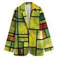 Square Stained Glass Mosaic Print Women's Cotton Blazer