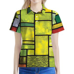 Square Stained Glass Mosaic Print Women's Polo Shirt