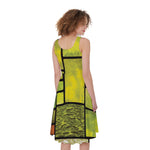 Square Stained Glass Mosaic Print Women's Sleeveless Dress