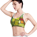 Square Stained Glass Mosaic Print Women's Sports Bra