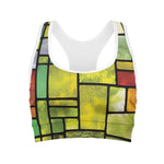 Square Stained Glass Mosaic Print Women's Sports Bra