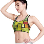 Square Stained Glass Mosaic Print Women's Sports Bra