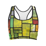 Square Stained Glass Mosaic Print Women's Sports Bra