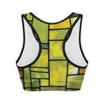 Square Stained Glass Mosaic Print Women's Sports Bra