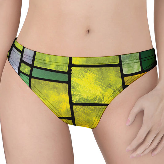 Square Stained Glass Mosaic Print Women's Thong