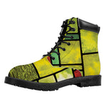 Square Stained Glass Mosaic Print Work Boots