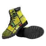 Square Stained Glass Mosaic Print Work Boots