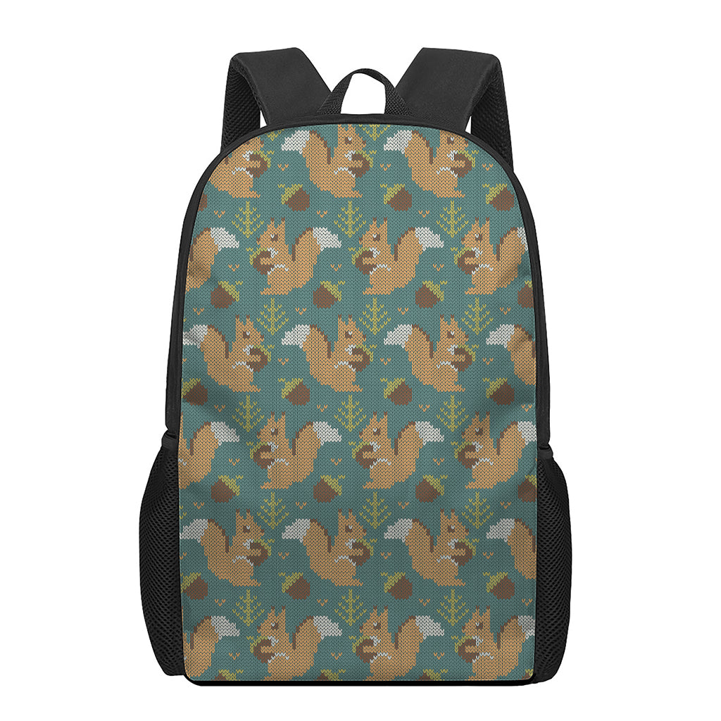 Squirrel Knitted Pattern Print 17 Inch Backpack