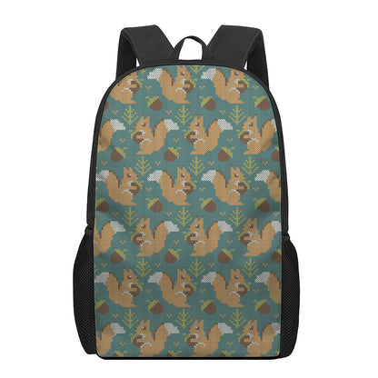 Squirrel Knitted Pattern Print 17 Inch Backpack