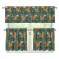 Squirrel Knitted Pattern Print 3 Piece Kitchen Curtains