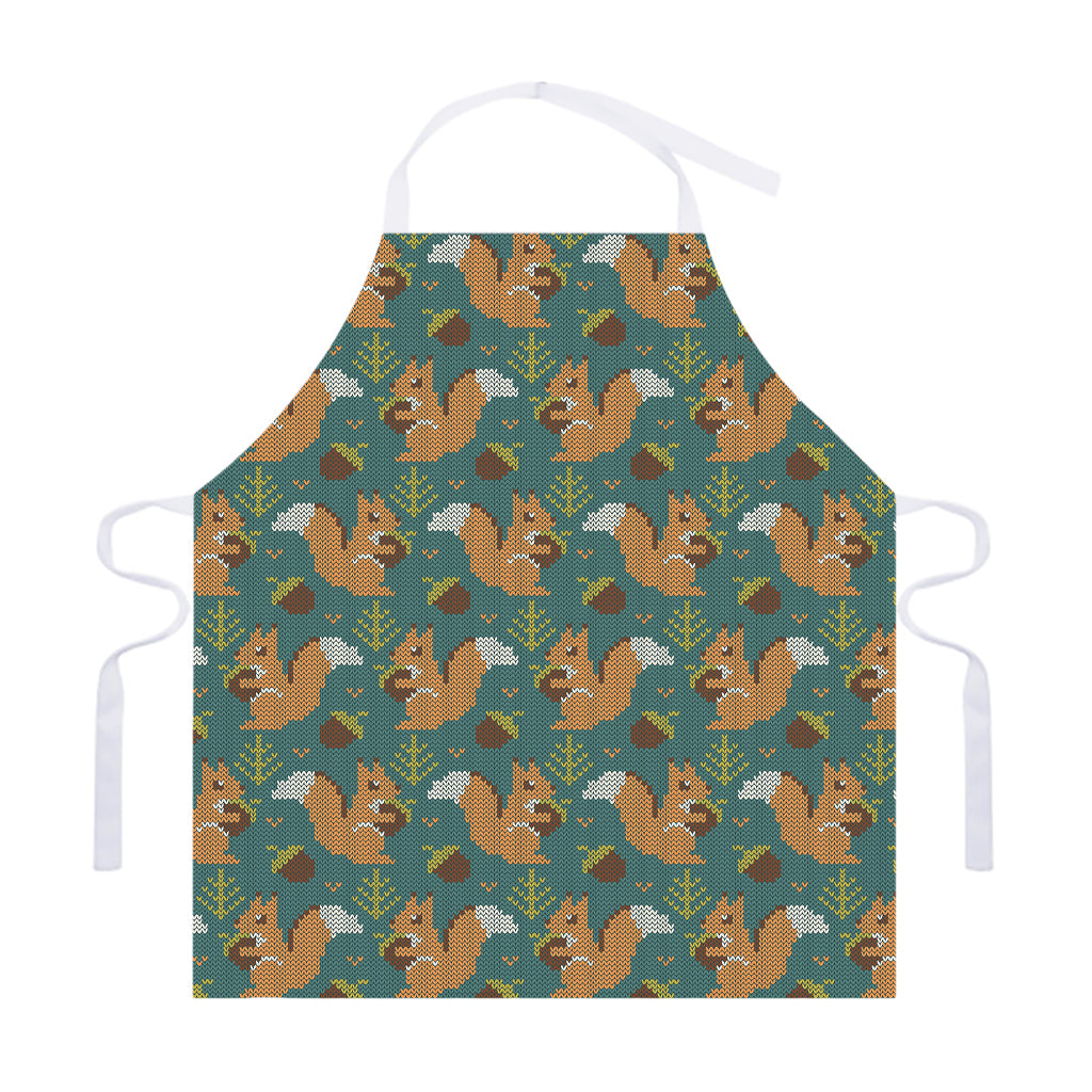 Squirrel Knitted Pattern Print Adjustable Apron