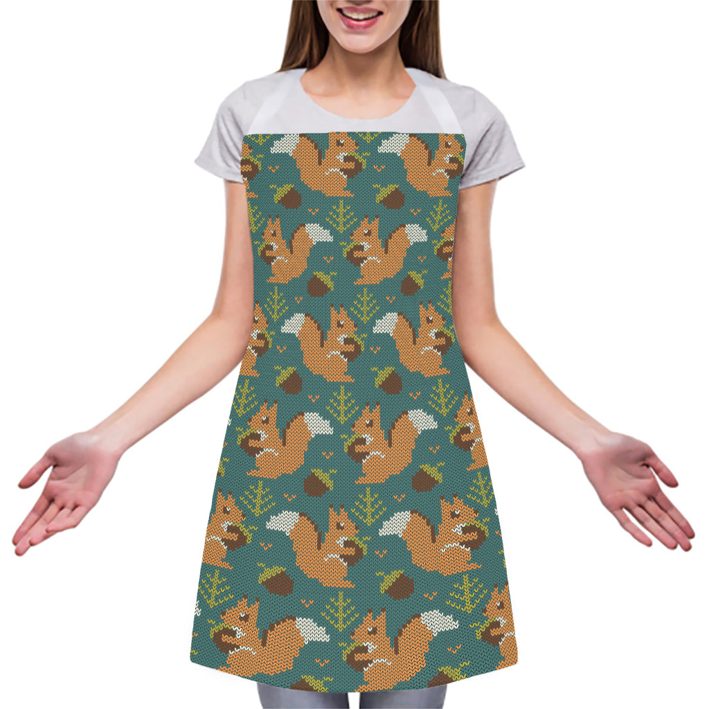 Squirrel Knitted Pattern Print Adjustable Apron