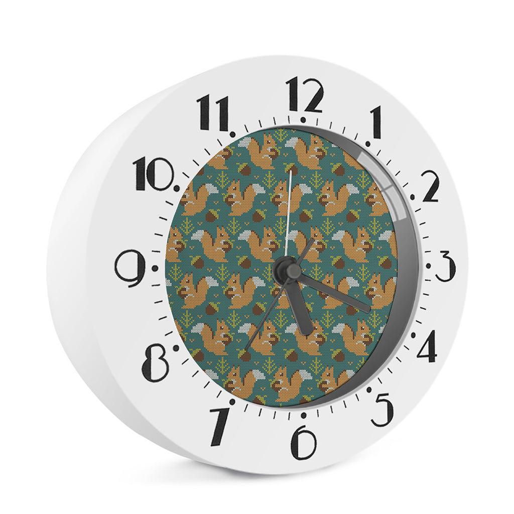 Squirrel Knitted Pattern Print Alarm Clock