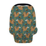 Squirrel Knitted Pattern Print Baby Seat Cover