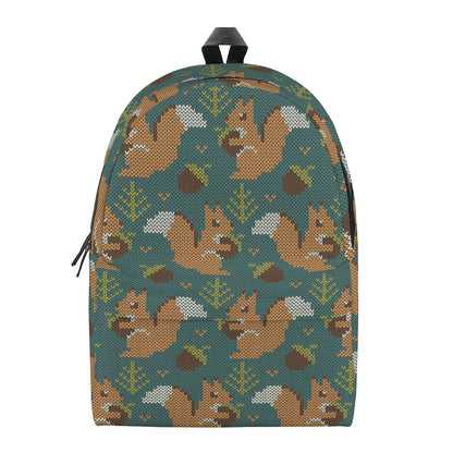Squirrel Knitted Pattern Print Backpack