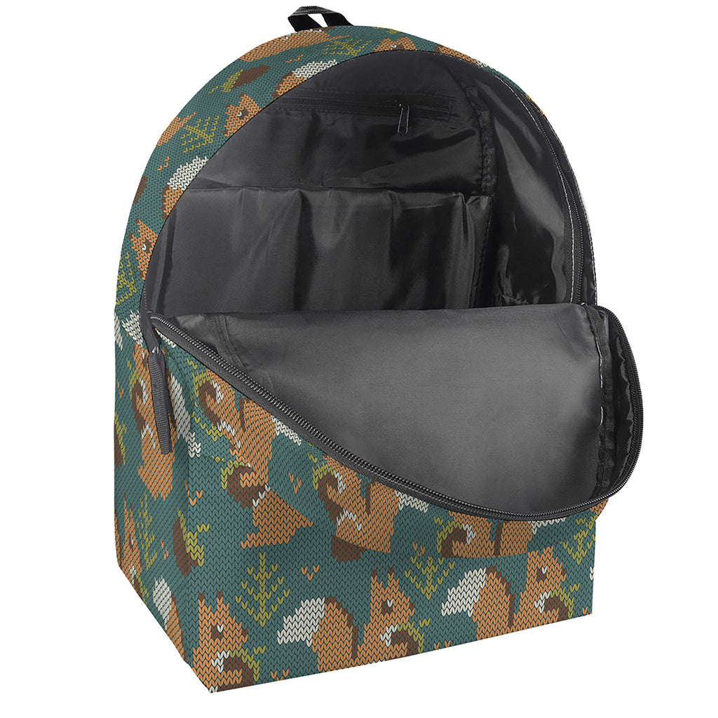 Squirrel Knitted Pattern Print Backpack
