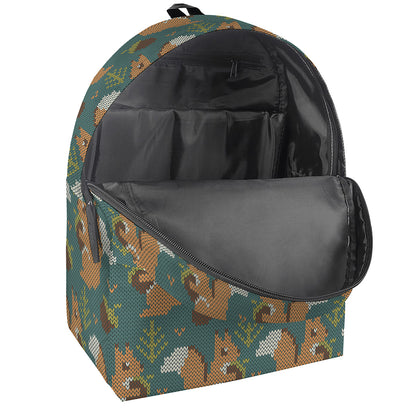 Squirrel Knitted Pattern Print Backpack