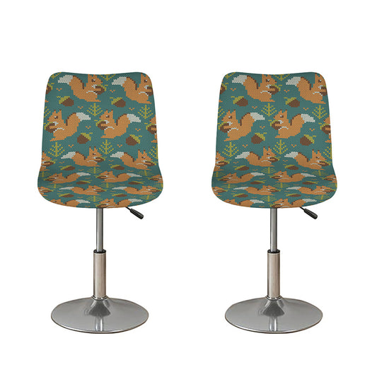 Squirrel Knitted Pattern Print Bar Stool Covers