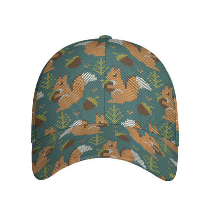 Squirrel Knitted Pattern Print Baseball Cap
