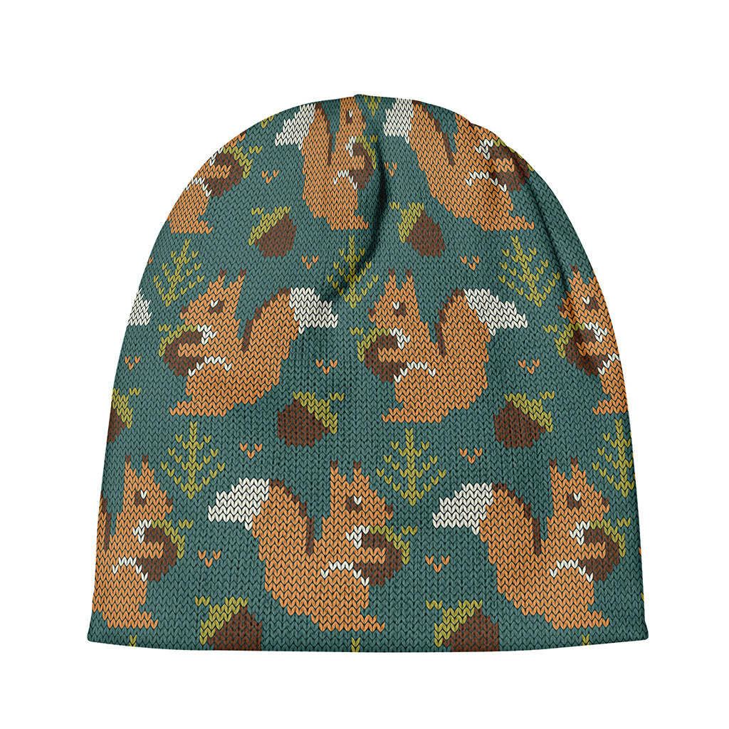 Squirrel Knitted Pattern Print Beanie