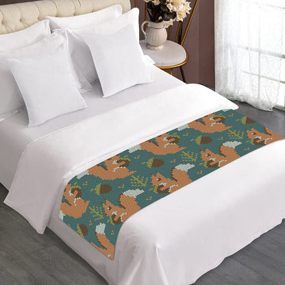 Squirrel Knitted Pattern Print Bed Runner