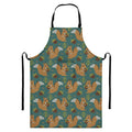 Squirrel Knitted Pattern Print Bib Apron With Pocket