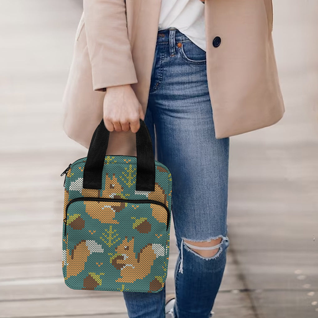 Squirrel Knitted Pattern Print Bible Tote Bag