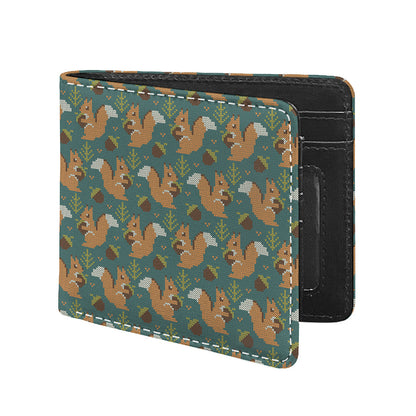 Squirrel Knitted Pattern Print Bifold Wallet