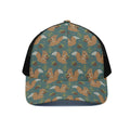 Squirrel Knitted Pattern Print Black Mesh Trucker Hat