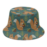Squirrel Knitted Pattern Print Bucket Hat