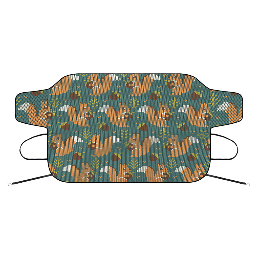 Squirrel Knitted Pattern Print Car Windshield Snow Cover