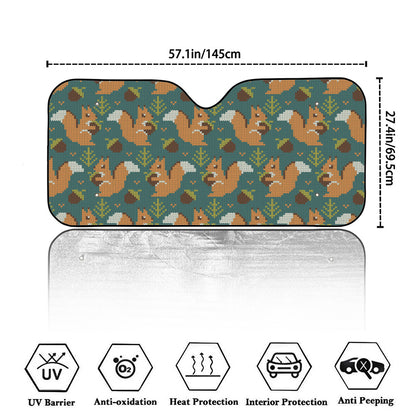 Squirrel Knitted Pattern Print Car Windshield Sun Shade