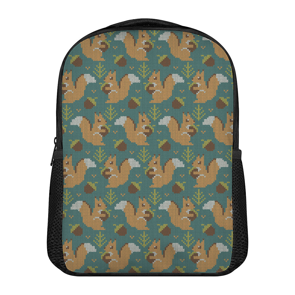 Squirrel Knitted Pattern Print Casual Backpack