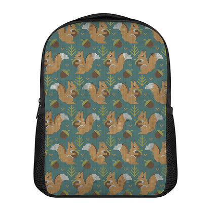 Squirrel Knitted Pattern Print Casual Backpack