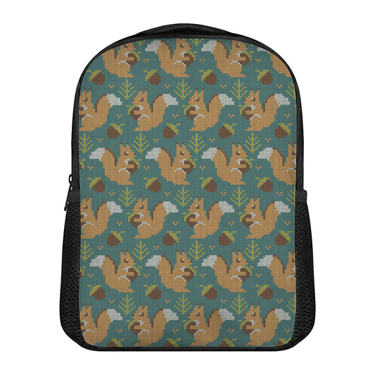 Squirrel Knitted Pattern Print Casual Backpack