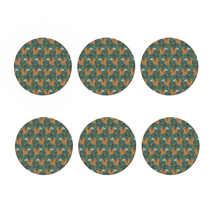 Squirrel Knitted Pattern Print Coaster Set