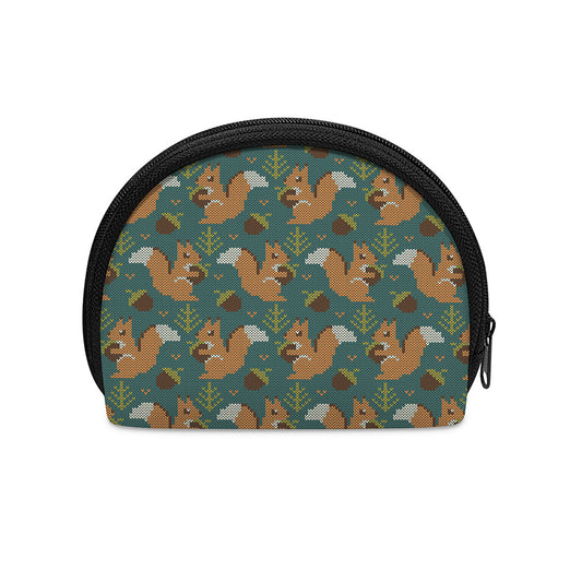 Squirrel Knitted Pattern Print Coin Purse
