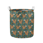 Squirrel Knitted Pattern Print Collapsible Laundry Basket