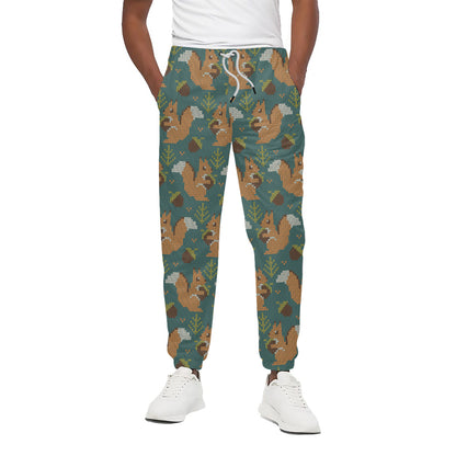 Squirrel Knitted Pattern Print Cotton Pants