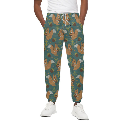 Squirrel Knitted Pattern Print Cotton Pants