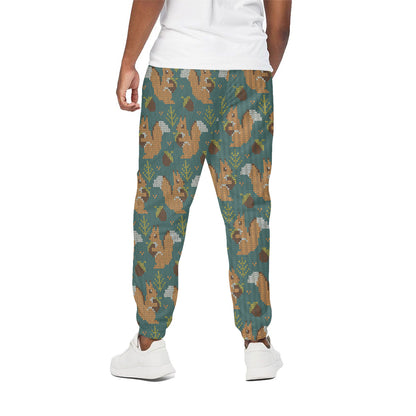 Squirrel Knitted Pattern Print Cotton Pants