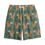 Squirrel Knitted Pattern Print Cotton Shorts