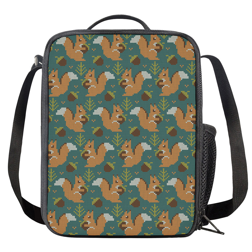 Squirrel Knitted Pattern Print Crossbody Lunch Bag