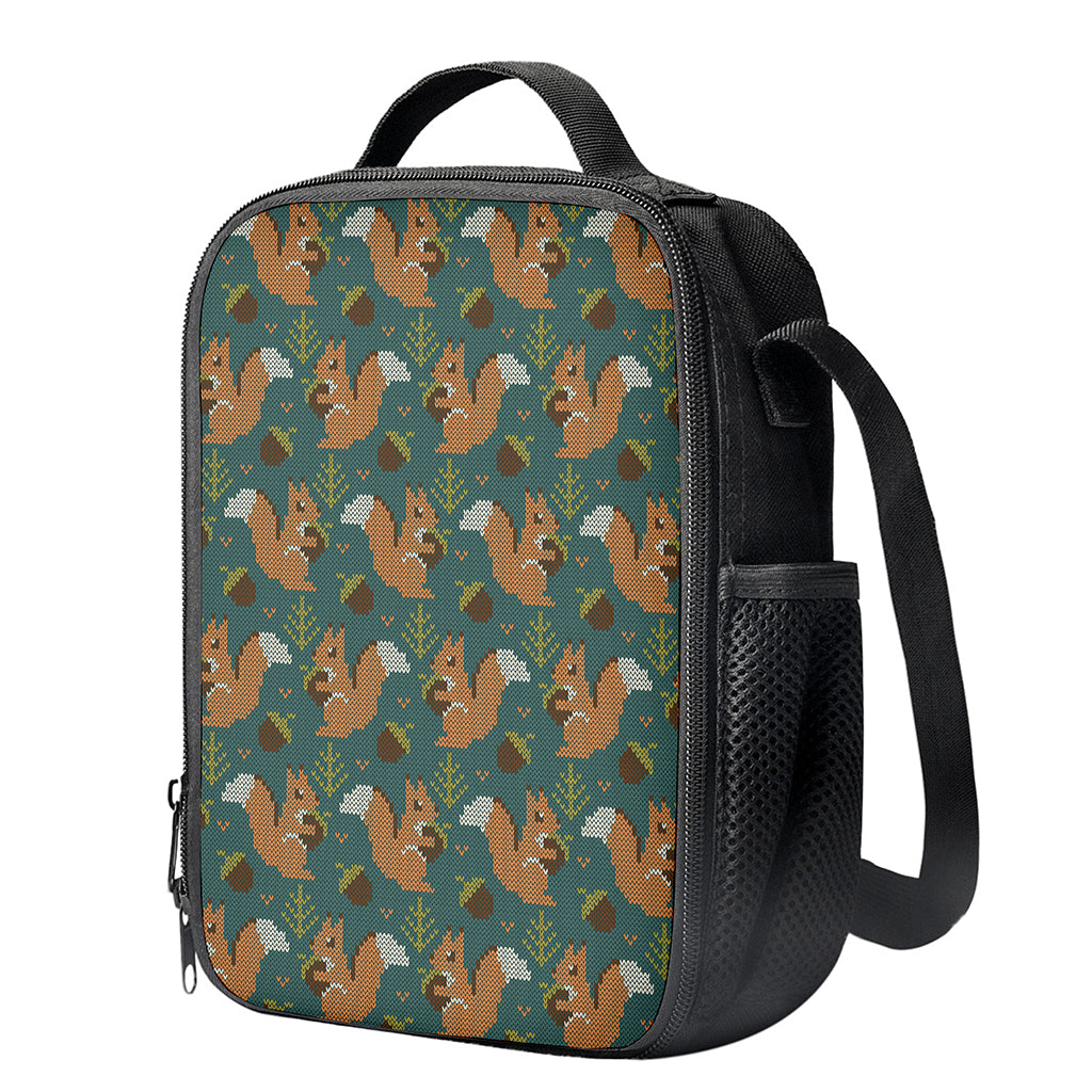 Squirrel Knitted Pattern Print Crossbody Lunch Bag