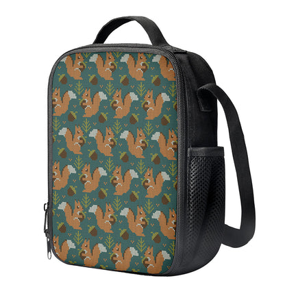 Squirrel Knitted Pattern Print Crossbody Lunch Bag