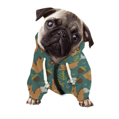 Squirrel Knitted Pattern Print Dog Zip Up Hoodie
