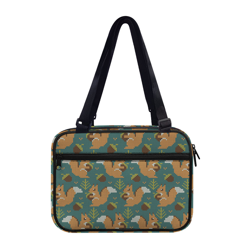 Squirrel Knitted Pattern Print Double Strap Bible Bag