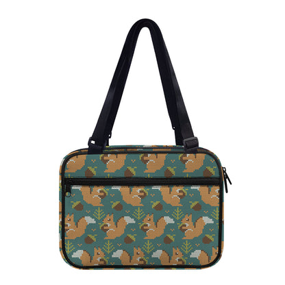 Squirrel Knitted Pattern Print Double Strap Bible Bag